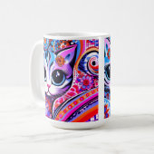 Mexicaanse Folk Art Abstract Kitty Cat Talavera St Koffiemok (Voorkant links)