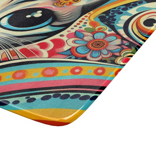 Mexicaanse Folk Art Abstract Kitty Cat Talavera St Snijplank (Hoek)