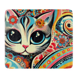 Mexicaanse Folk Art Abstract Kitty Cat Talavera St Snijplank