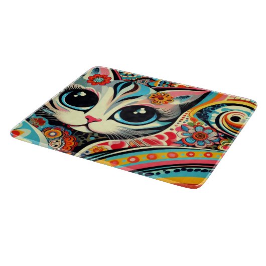 Mexicaanse Folk Art Abstract Kitty Cat Talavera St Snijplank (Hoek)