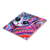 Mexicaanse Folk Art Abstract Kitty Cat Talavera St Tegeltje (Zijkant)