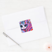 Mexicaanse Folk Art Abstract Kitty Cat Talavera St Vierkante Sticker (Envelop)