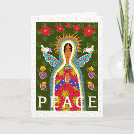 Mexicaanse Folk Art Angel en Dove Holiday Kaart (Voorkant)