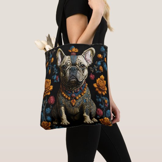 Mexicaanse Folk Art Bulldog Tote Bag (Dichtbij)