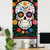 Mexicaanse Folk Art Design Bloemen & geometrische  Poster (Thuiskantoor)