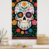 Mexicaanse Folk Art Design Bloemen & geometrische  Poster (Keuken)