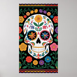 Mexicaanse Folk Art Design Bloemen & geometrische  Poster