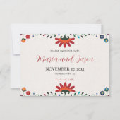 Mexicaanse Folk Art Floral Botanische Fiesta Huwel Save The Date (Voorkant)