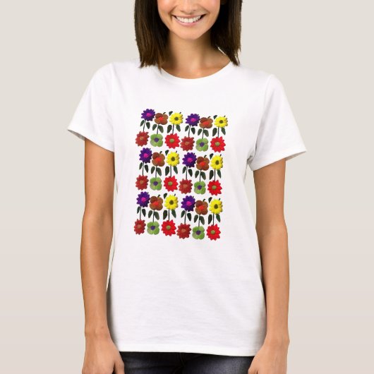Mexicaanse Folk Art, Flores, geborduurde bloemen T-shirt (Voorkant)