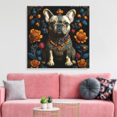 Mexicaanse Folk Art Franse Bulldog Canvas Afdruk (Insitu (Woonkamer))