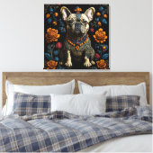 Mexicaanse Folk Art Franse Bulldog Canvas Afdruk (Insitu (Slaapkamer))