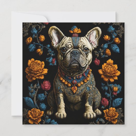 Mexicaanse Folk Art Franse Bulldog Feestdagenkaart (Voorkant)