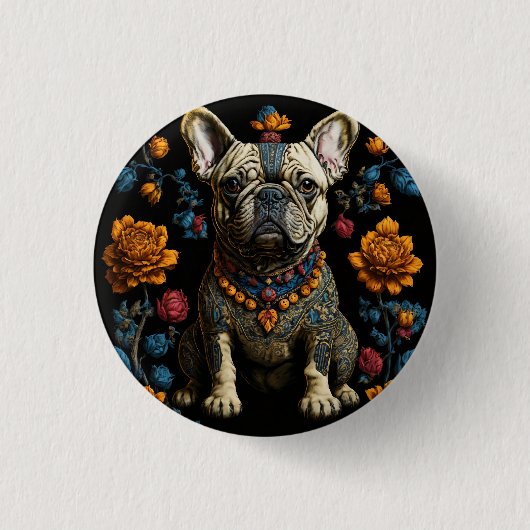 Mexicaanse Folk Art Franse Bulldog Ronde Button 3,2 Cm (Voorkant)