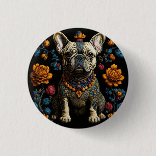 Mexicaanse Folk Art Franse Bulldog Ronde Button 3,2 Cm