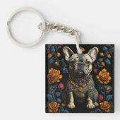 Mexicaanse Folk Art Franse Bulldog Sleutelhanger (voorkant)