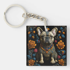 Mexicaanse Folk Art Franse Bulldog Sleutelhanger