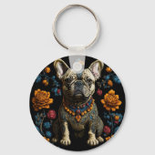 Mexicaanse Folk Art Franse Bulldog Sleutelhanger (Voorkant)