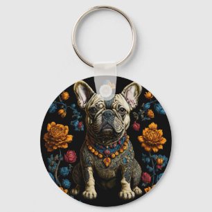 Mexicaanse Folk Art Franse Bulldog Sleutelhanger