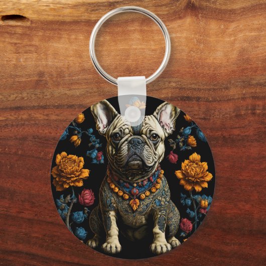 Mexicaanse Folk Art Franse Bulldog Sleutelhanger (Achterkant)