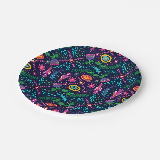 Mexicaanse Folk Art Heldere Kleuren Papieren Bordje (Gekanteld)