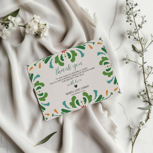 Mexicaanse Folk Art Kleurrijke Floral Fiesta bruil Bedankkaart