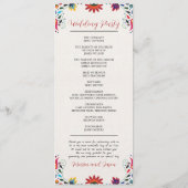 Mexicaanse Folk Art Kleurrijke Floral Fiesta bruil Programmakaart (Achterkant)