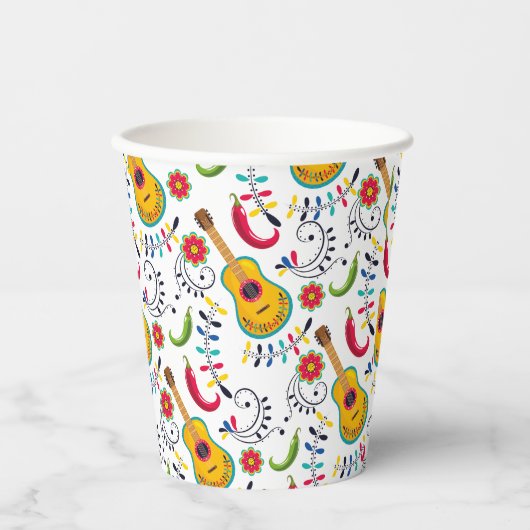 Mexicaanse Folk Art Pattern Guitars Papieren Bekers (Voorkant)
