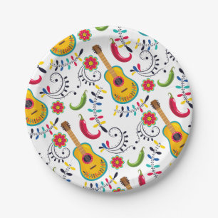 Mexicaanse Folk Art Pattern Guitars Papieren Bordje