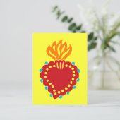 Mexicaanse Folk Art Sacred Heart Briefkaart (Staand voorkant)