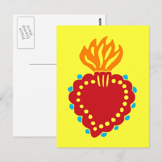 Mexicaanse Folk Art Sacred Heart Briefkaart (Voorkant / Achterkant)