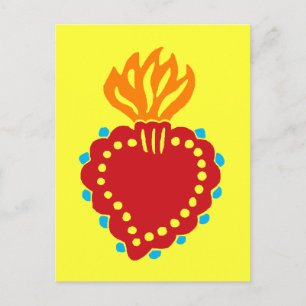 Mexicaanse Folk Art Sacred Heart Briefkaart