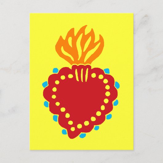 Mexicaanse Folk Art Sacred Heart Briefkaart (Voorkant)