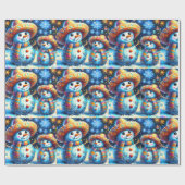 Mexicaanse Folk Art Snowmen Snowman Terugkeer Adre Cadeaupapier (Vlak)