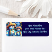 Mexicaanse Folk Art Snowmen Snowman Terugkeer Adre Etiket (Insitu)