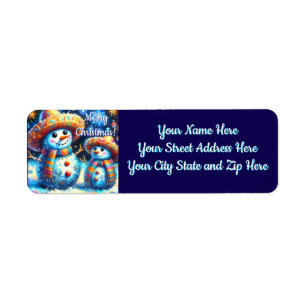 Mexicaanse Folk Art Snowmen Snowman Terugkeer Adre Etiket