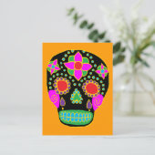 Mexicaanse Folk Art Sugar Skull Briefkaart (Staand voorkant)