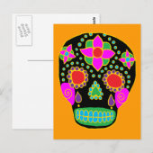 Mexicaanse Folk Art Sugar Skull Briefkaart (Voorkant / Achterkant)