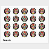 Mexicaanse Folk Art Sugar Skull Ronde Sticker (Vel)