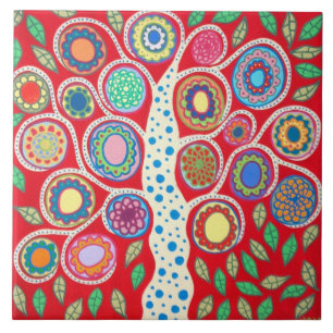 Mexicaanse Folk Art Tree of Life Tiles Kitchen Tegeltje