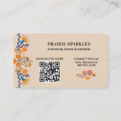 Mexicaanse Folk Bloemen Aardse QR Code Visitekaartje (Achterkant)
