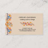 Mexicaanse Folk Bloemen Aardse Tan Visitekaartje (Achterkant)