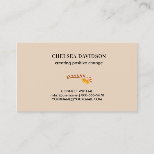 Mexicaanse Folk Bloemen Aardse Tan Visitekaartje (Achterkant)