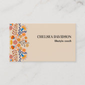 Mexicaanse Folk Bloemen Aardse Tan Visitekaartje (Voorkant)