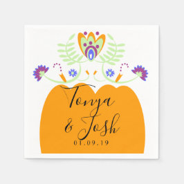 Mexicaanse Folk Bloemen Bruiloft | Halloween Pompo Servet