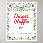 Mexicaanse Folk Bloemen Luier Raffle Baby shower T Poster (Voorkant)
