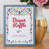 Mexicaanse Folk Bloemen Luier Raffle Baby shower T Poster