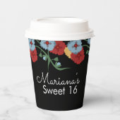 Mexicaanse Folk Florals Greenery Sweet 16 Birthday Papieren Bekers (Voorkant)