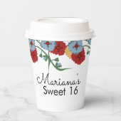 Mexicaanse Folk Florals Greenery Sweet 16 Quince Papieren Bekers (Voorkant)