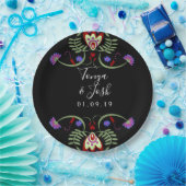 Mexicaanse Folk Flowers bruiloft | Mini Heart Papieren Bordje (Feest)