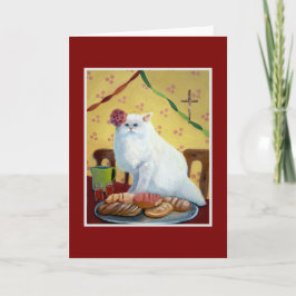 Mexicaanse folk geïnspireerde witte kat kaart